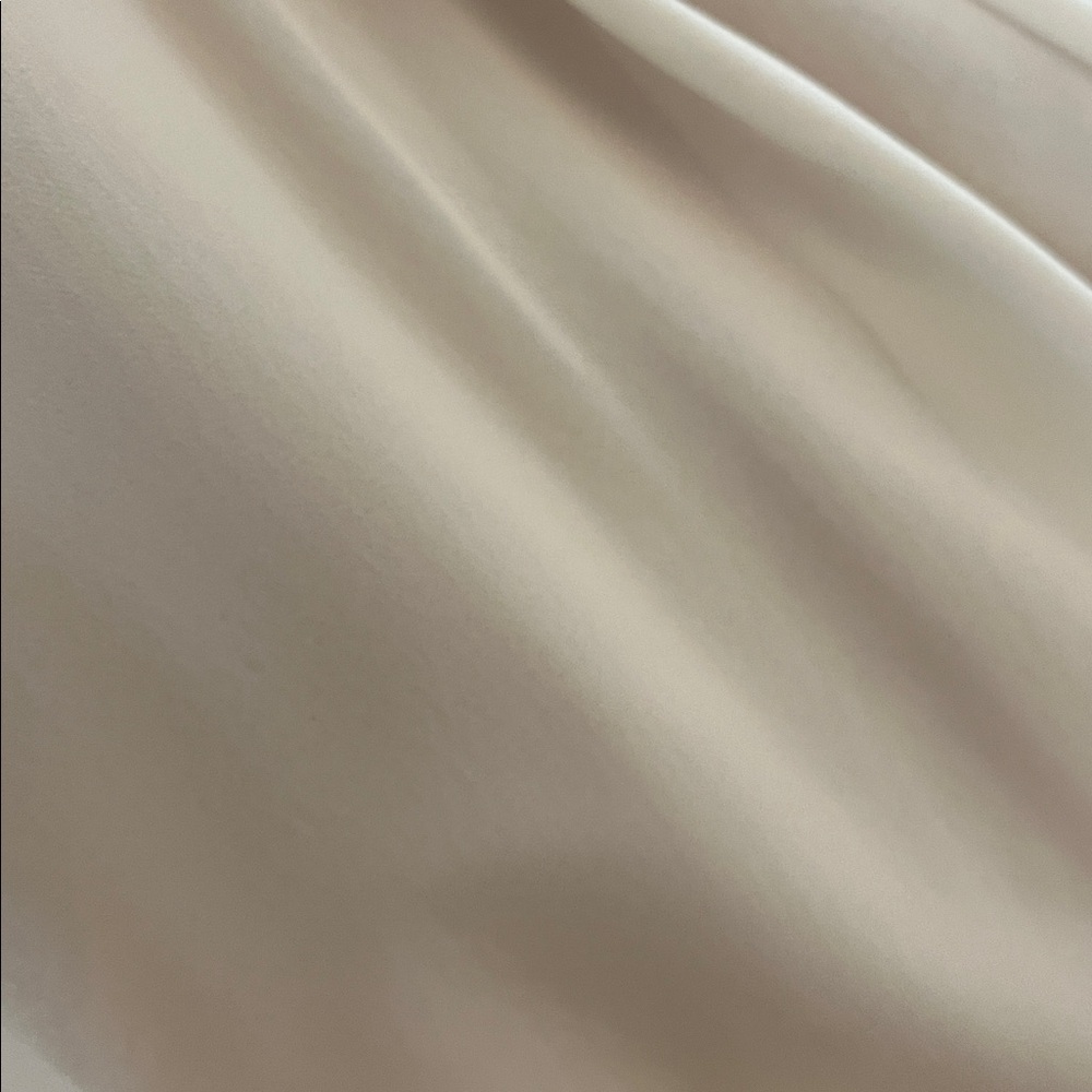 Bill Levkoff Nude/Cream Fit Flare Chiffon Dress w/Pleats & Floral Detail Size 16 - Picture 15 of 16